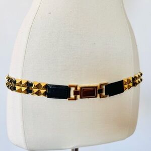 Vintage Suzi Roher Glam Black And gold stretchy belt